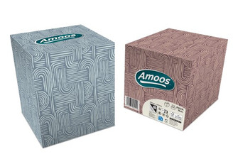 Amoos pañuelos faciales de papel desechable cubo cosmetico 70 X 2 capas caja de 24unds - F622701
