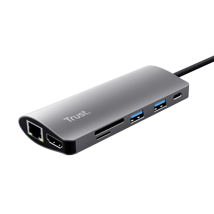 Trust adaptador 7-en-1 USB-C- HDMI- red-lector de tarjetas USB-C y USB - 23775
