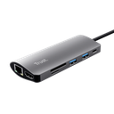 Trust adaptador 7-en-1 USB-C- HDMI- red-lector de tarjetas USB-C y USB - 23775