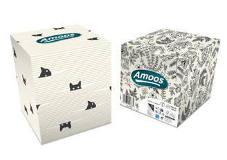 [AM00046] Amoos pañuelos faciales de papel desechable cubo cosmetico 50 X 3 capas caja de 24unds - F623501