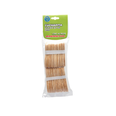 [BA00203] Barrilito cucharita madera natural 6.5 cm pk 60 unidades pm65
