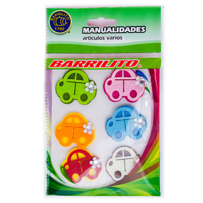 [BA00377] Barrilito calcomania de fieltro fs091 carros 6 piezas