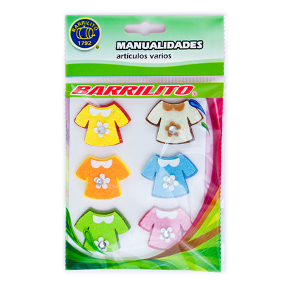 [BA00378] Barrilito calcomania de fieltro fs090 ropa 6 piezas