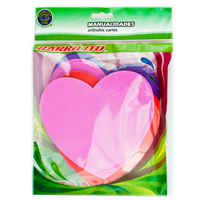 [BA00380] Barrilito calcomania de foamy corazon fs006 con pegamento 15 x 14 cm 10 piezas