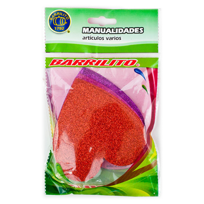 [BA00381] Barrilito calcomania de foamy corazon fs004 con pegamento 9.6 cm 10 piezas 3 colores