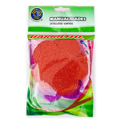 [BA00384] Barrilito calcomania de foamy flor fs003 con pegamento 9.6 cm 10 piezas 3 colores