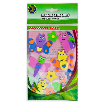 [BA00386] Barrilito calcomania de foamy mariposas y flores fs008