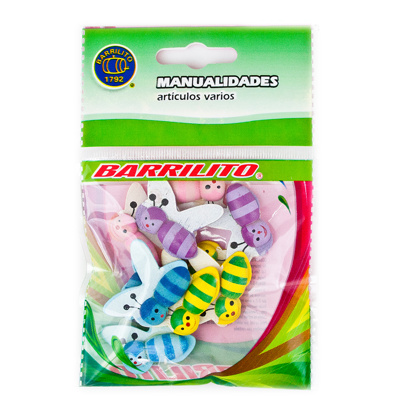[BA00388] Barrilito calcomania de madera abejas 10 piezas ws001