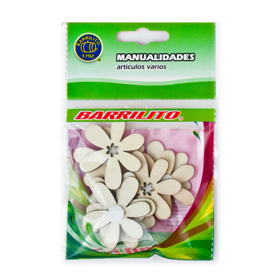 [BA00391] Barrilito calcomania de madera flores 3 ws014 8 piezas