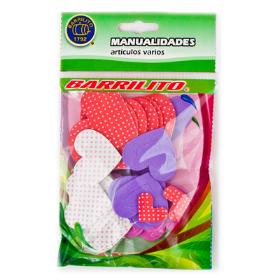 [BA00398] Barrilito calcomanias de foamy corazon estampados fs013 45 piezas